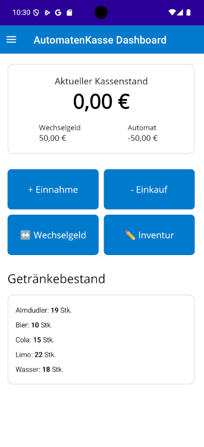 Vorschau der AutomatenKasse App