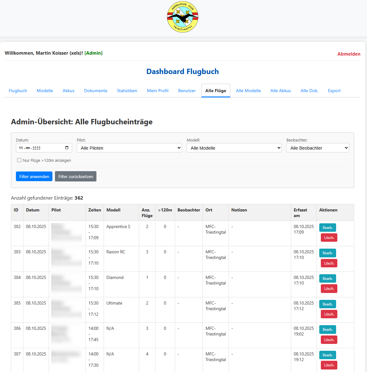 Vorschau zum Flugbuch