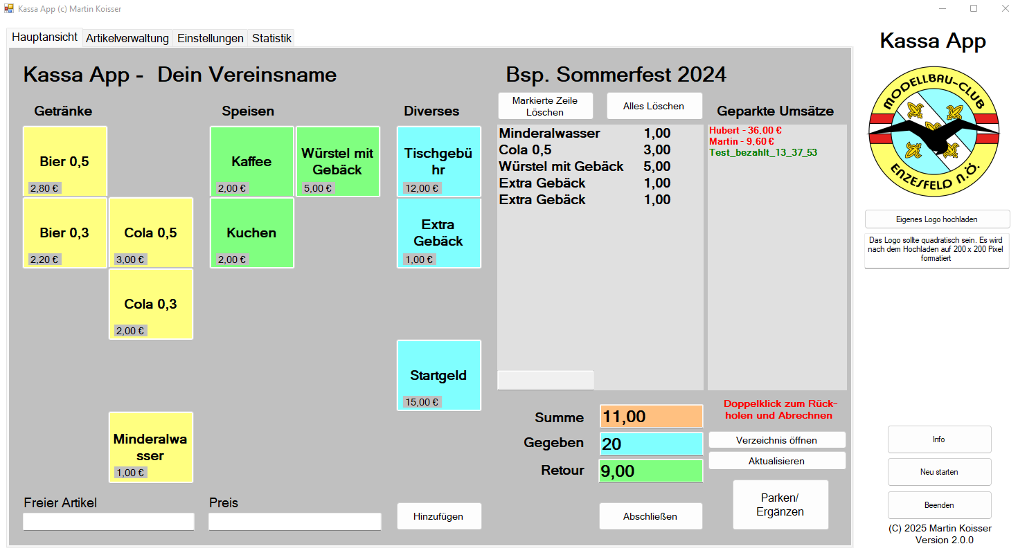 Vorschau der Kassa App